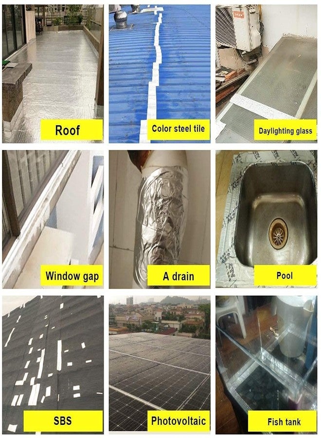 Jolfay Waterproof Aluminum Foil Rubber Tape Flashing Leak Proof Patch For Outdoor Roof Flashing, Surface Crack, Pipe Repair gutters, down spouts, boats(10 CM x5M Silver) - Image 3